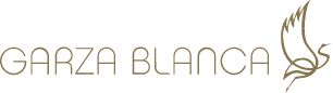 a logo for garza blanca with a bird on it