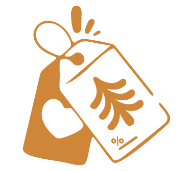 een illustratie van een vrouw die een megafoon vasthoudt en een kortingsteken vasthoudt