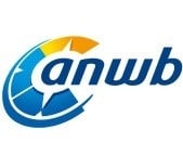 le logo d' anwb est bleu et orange sur fond blanc .