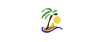 a drawing of a palm tree and a sun on a small island