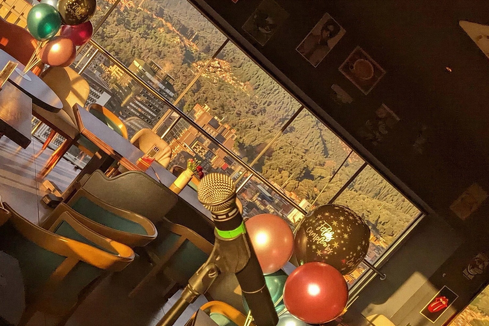 Tequendama Suites Bogotá: Balloons & microphone with city view. Ideal for events.
