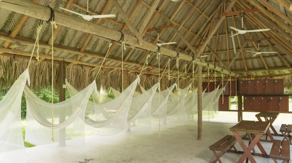 Hammocks in screened Cabañas & Aluna Tequendama | Hotel in Tayrona Park