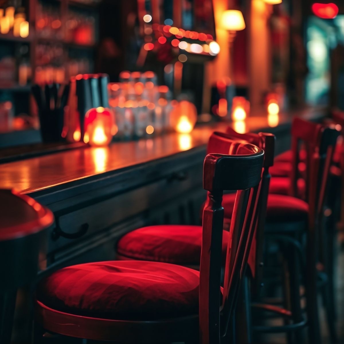 Red bar stools Tequendama: Corporativa, inviting atmosphere, perfect for relaxation.
