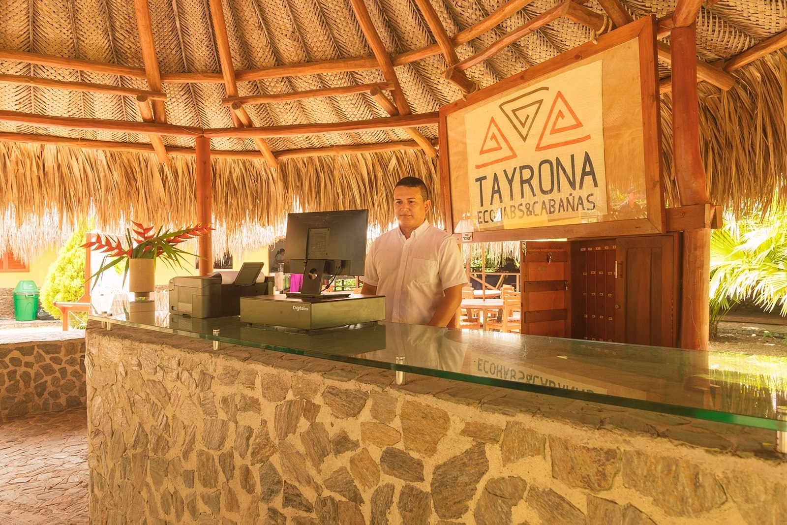 Welcome desk at Ecohabs Tequendama | Tayrona Park Eco-Hotel.