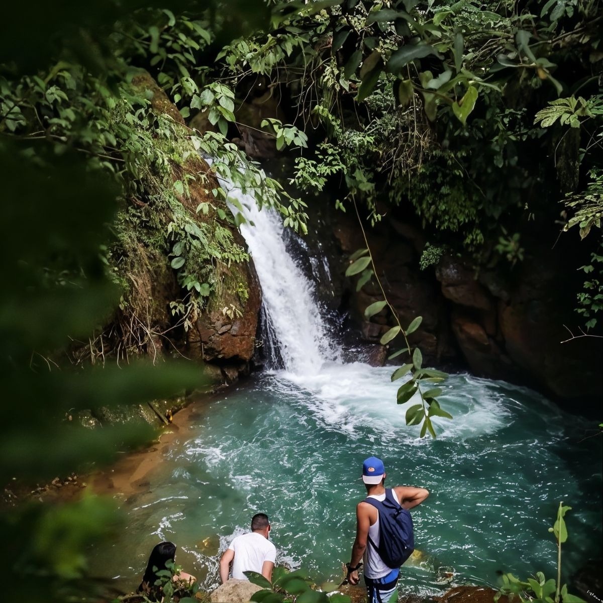 Tequendama: Corporate, refreshing natural pool surrounded by lush greenery.