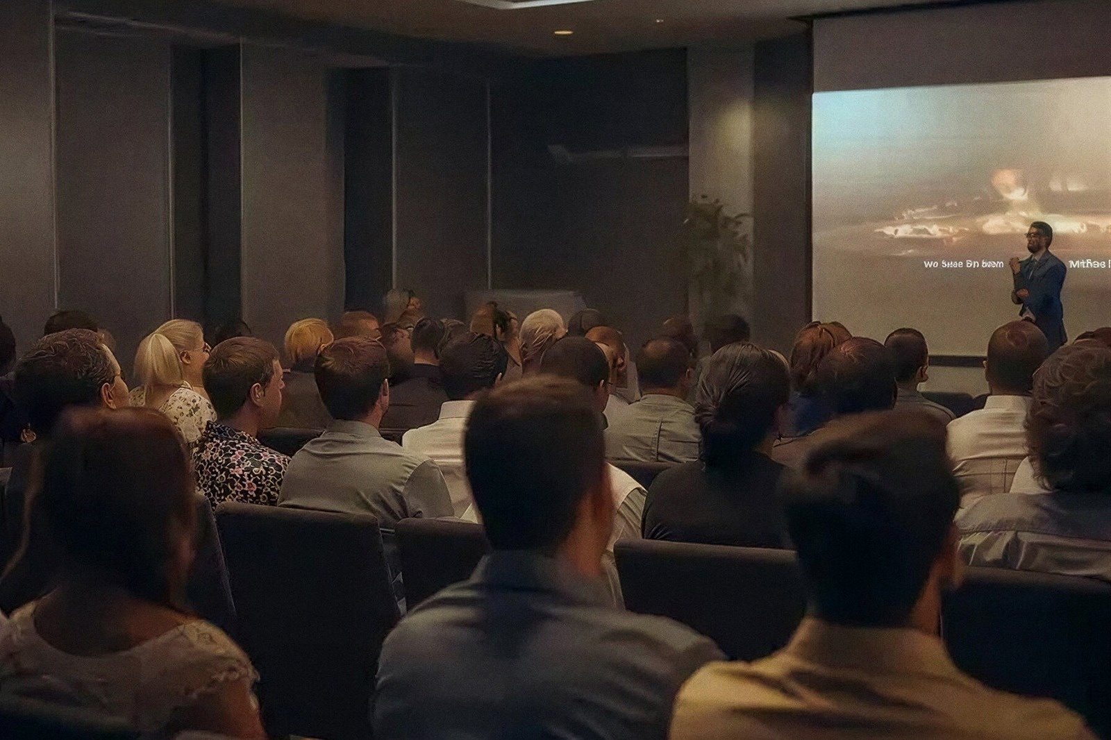 Evento corporativo en Tequendama: sala de conferencias moderna y audiencias atentas.