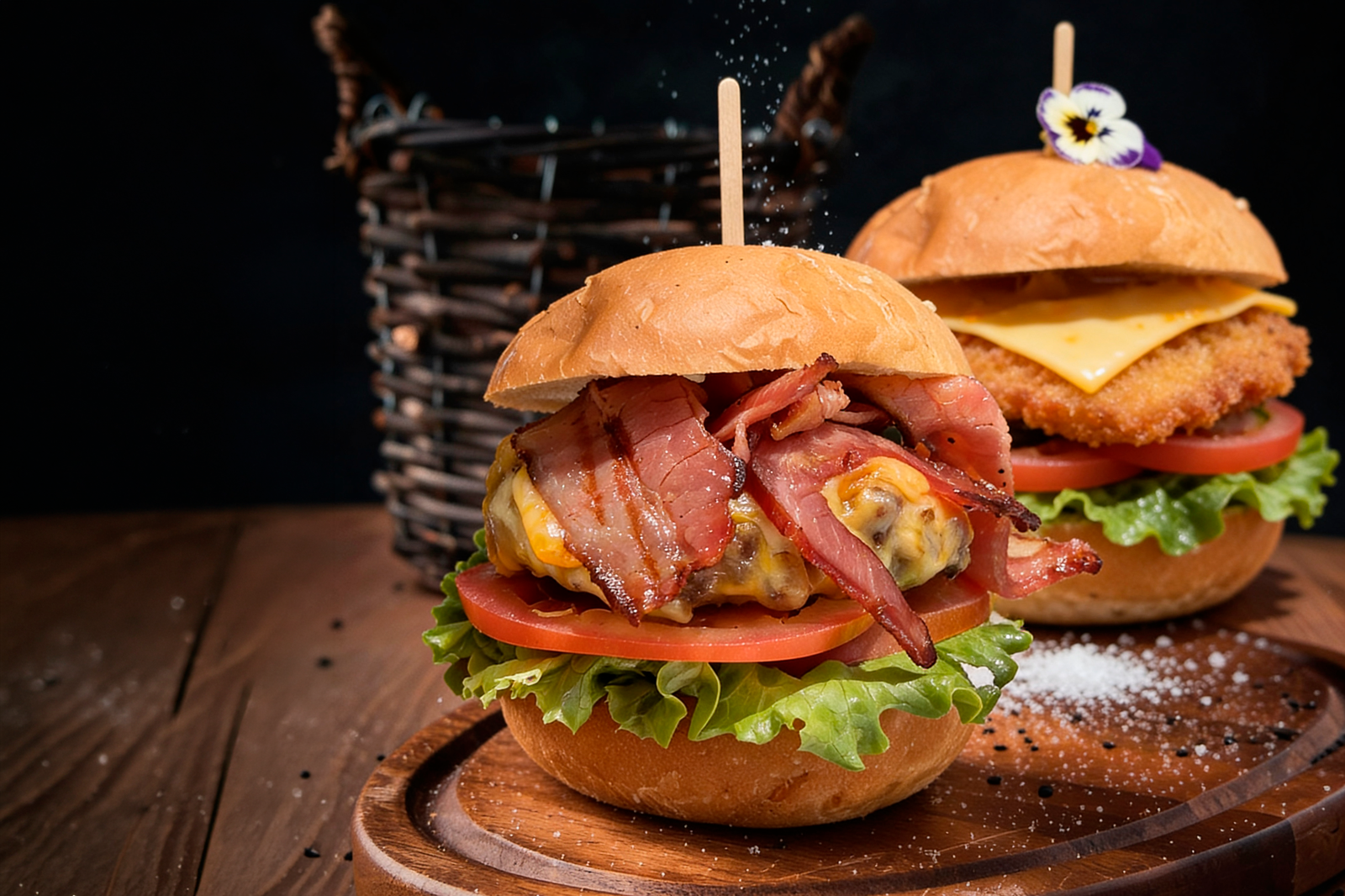 Hamburguesa gourmet Tequendama: Corporativa, con tocino crujiente y queso fundido.