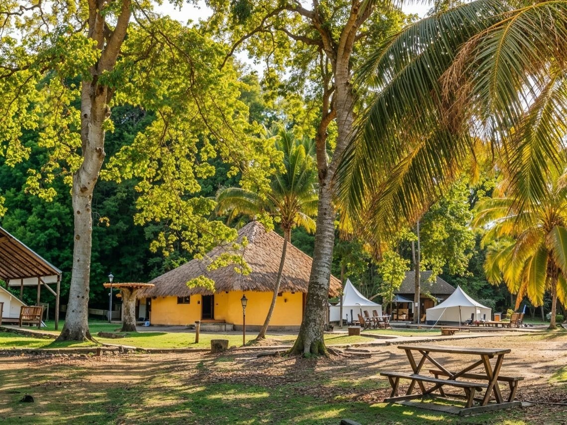 Tequendama Hotels Santa Marta: Tropical bungalows & glamping tents in lush greenery.