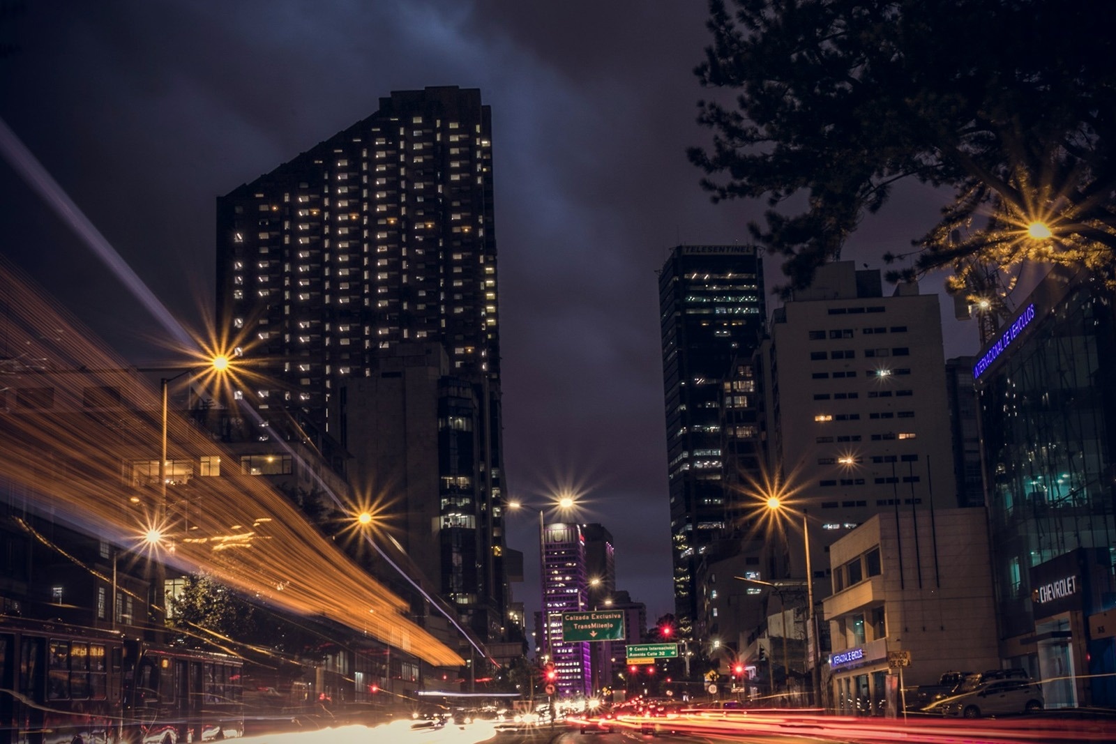 Night cityscape with light trails, Hotels in Bogota | Tequendama Hotels