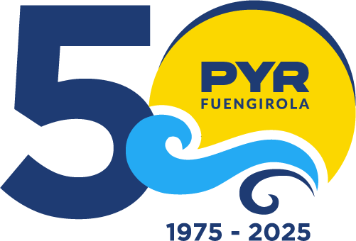 le logo de pyr fuengirola est bleu et jaune