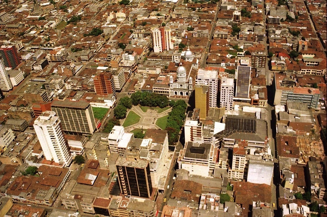 an aerial view of a city with lots of buildings