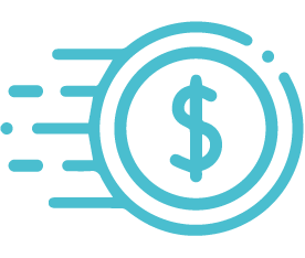 un icono azul con un signo de dólar en el medio