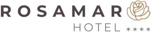 un logotipo para rosamar hotel con una rosa en el medio