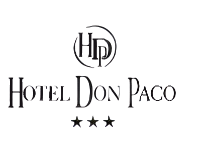 un logotipo para el hotel don paco con tres estrellas