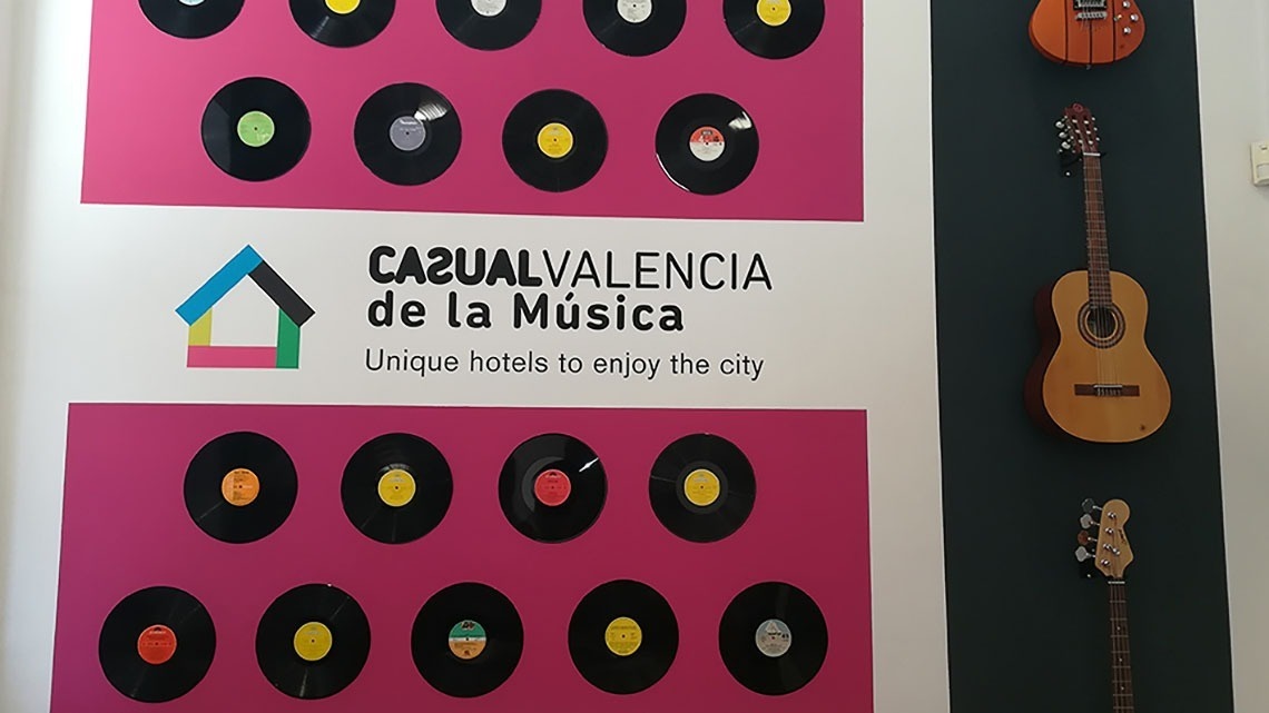 Casual music-themed hotel near Valencia's central market