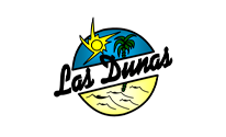 un logotipo de los dunas con un sol y una palmera