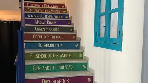 Literary-themed installations at Casual de las Letras, a central hotel in Seville