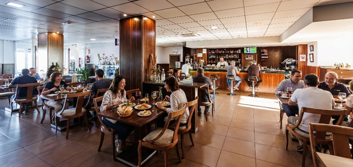 Mesa de restaurante en Acosta: Ciudad de la Musica, con copas de vino y mural musical.