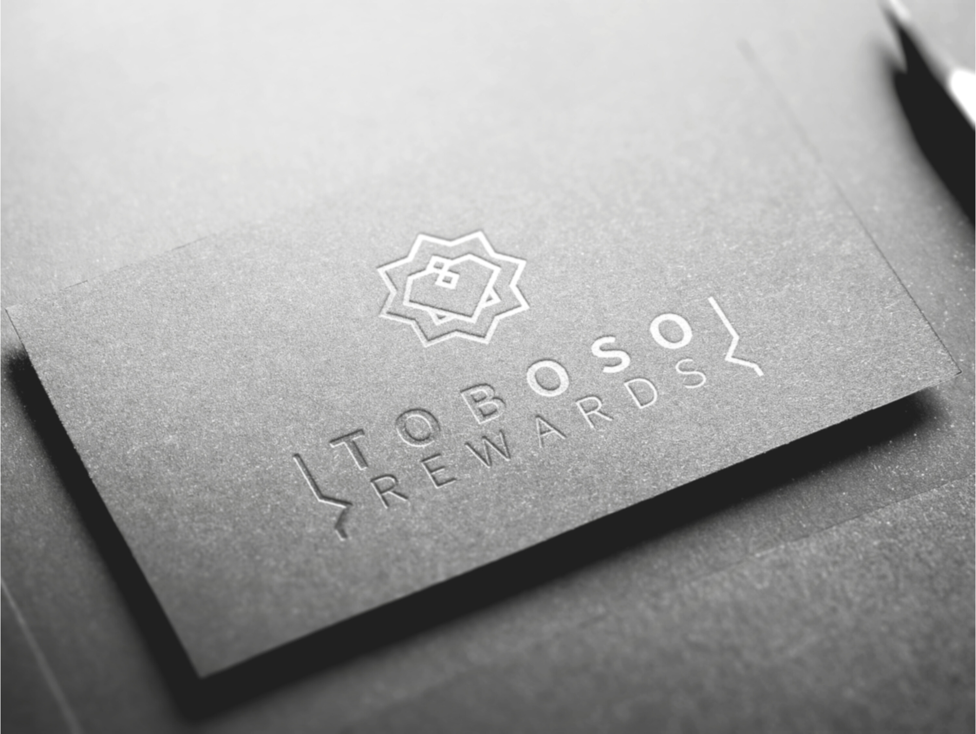 a business card that says toboso rewards on it