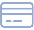un icono azul de una tarjeta de crédito sobre un fondo blanco .