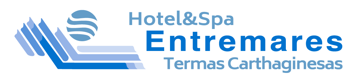 un logotipo azul y blanco para hotel & spa entremares