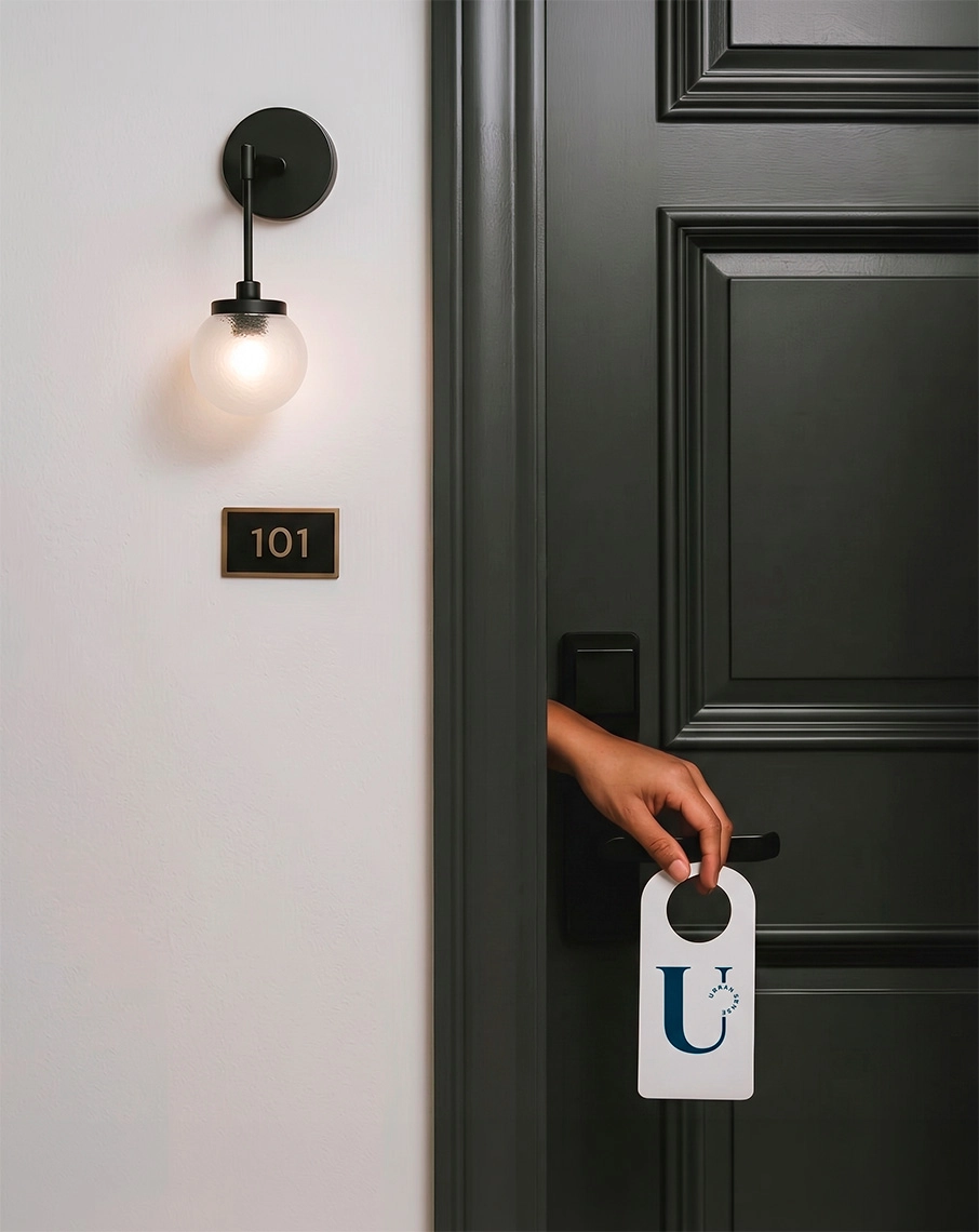 U-Sense: Puerta de hotel con colgador de 