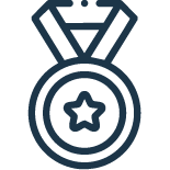 Icon of a crown with a ribbon around it. U-Sense