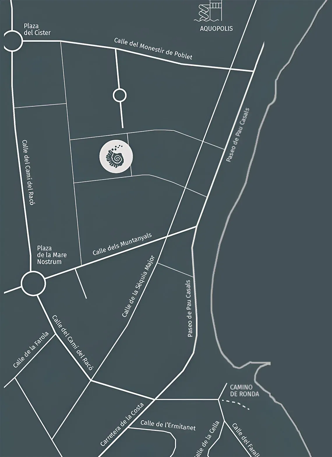 Mapa de ESTIVAL: Aquum Spa, acceso a la costa y rutas.