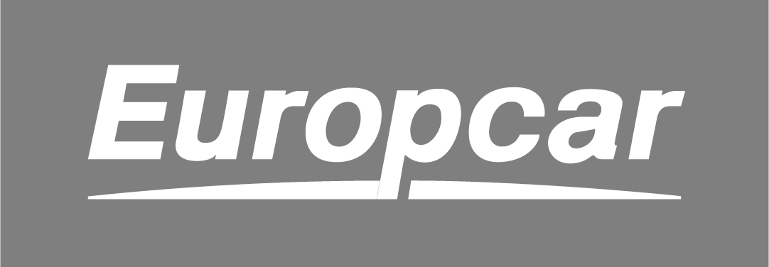 a black and white logo for europcar on a grey background