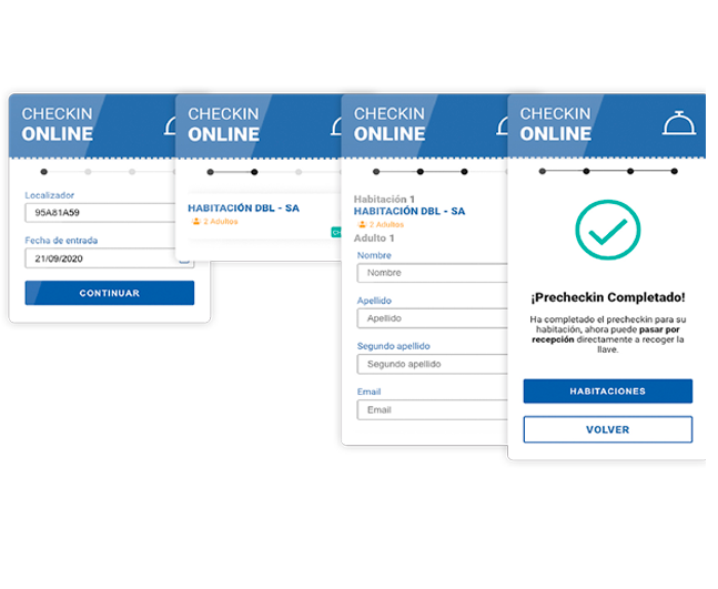 una mujer sonríe mientras usa una computadora portátil con la página web oficial en la pantalla