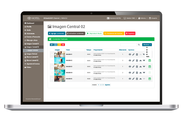 dos computadoras portátiles están sobre una mesa y una de ellas muestra una habitación estándar sin terraza