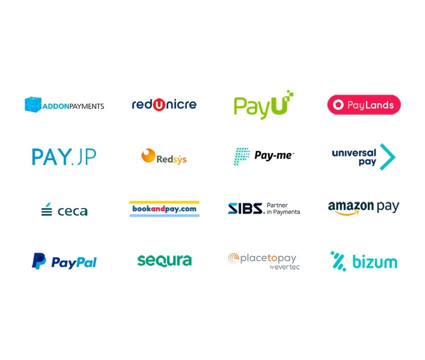 un conjunto de logotipos que incluyen paypal y amazon pay
