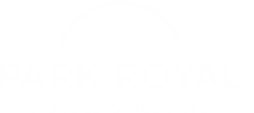 the park royal hotels and resorts logo is white on a black background .