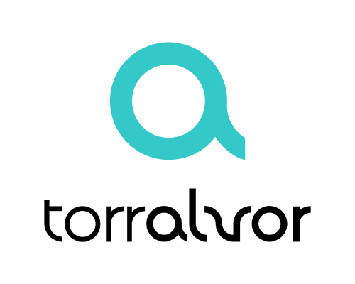 Torralvor logo: a turquoise abstract 'a' above the text 'torralvor' Torralvor: Corporativa