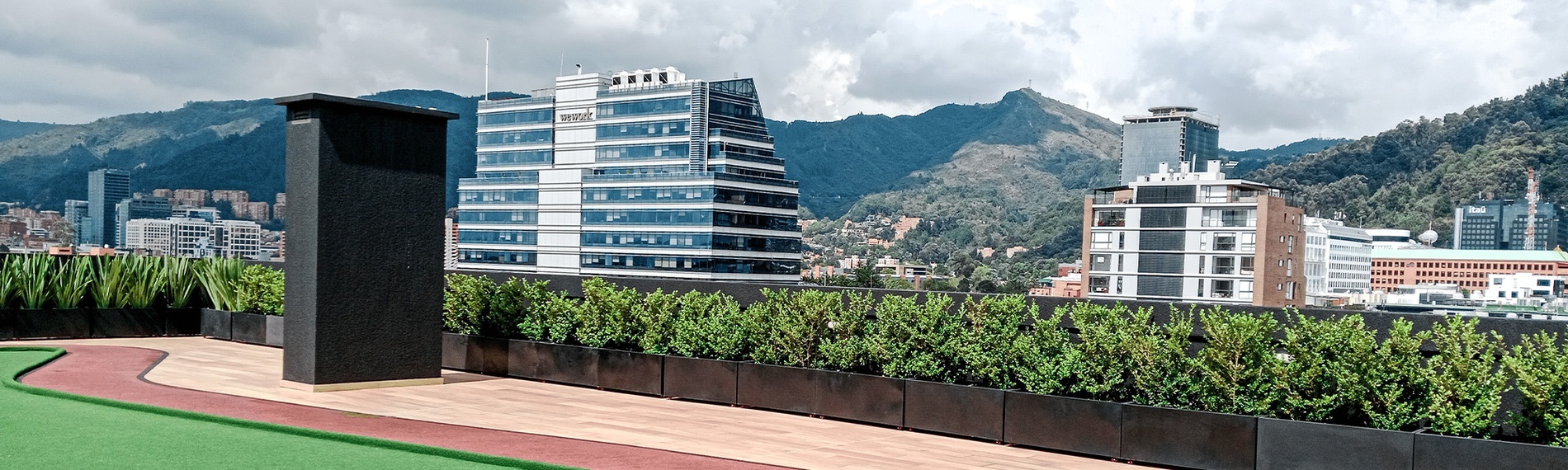 Modern rooftop with city views, ideal for corporate travelers.