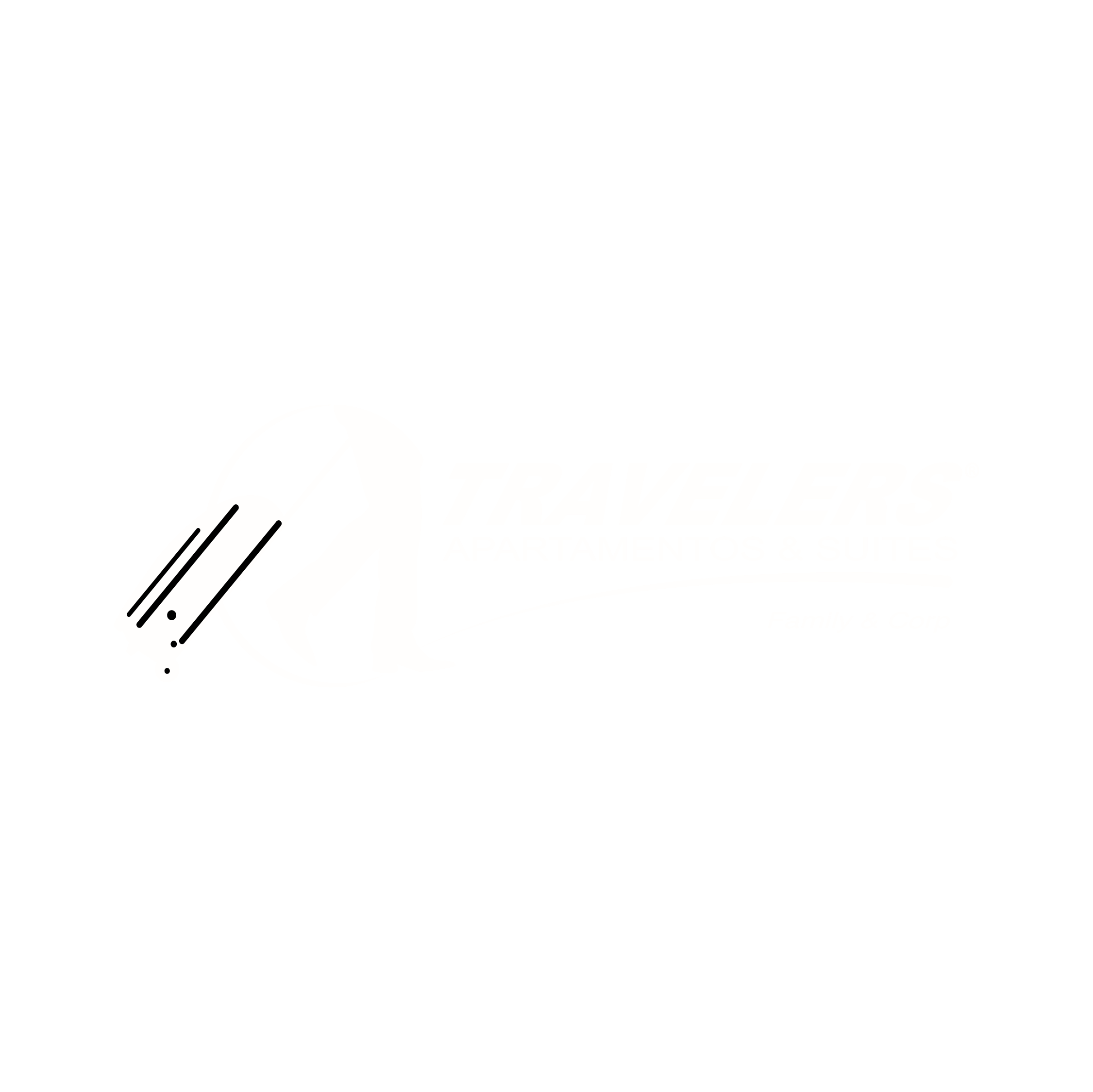 un logotipo blanco para viajeros apartamentos y suites