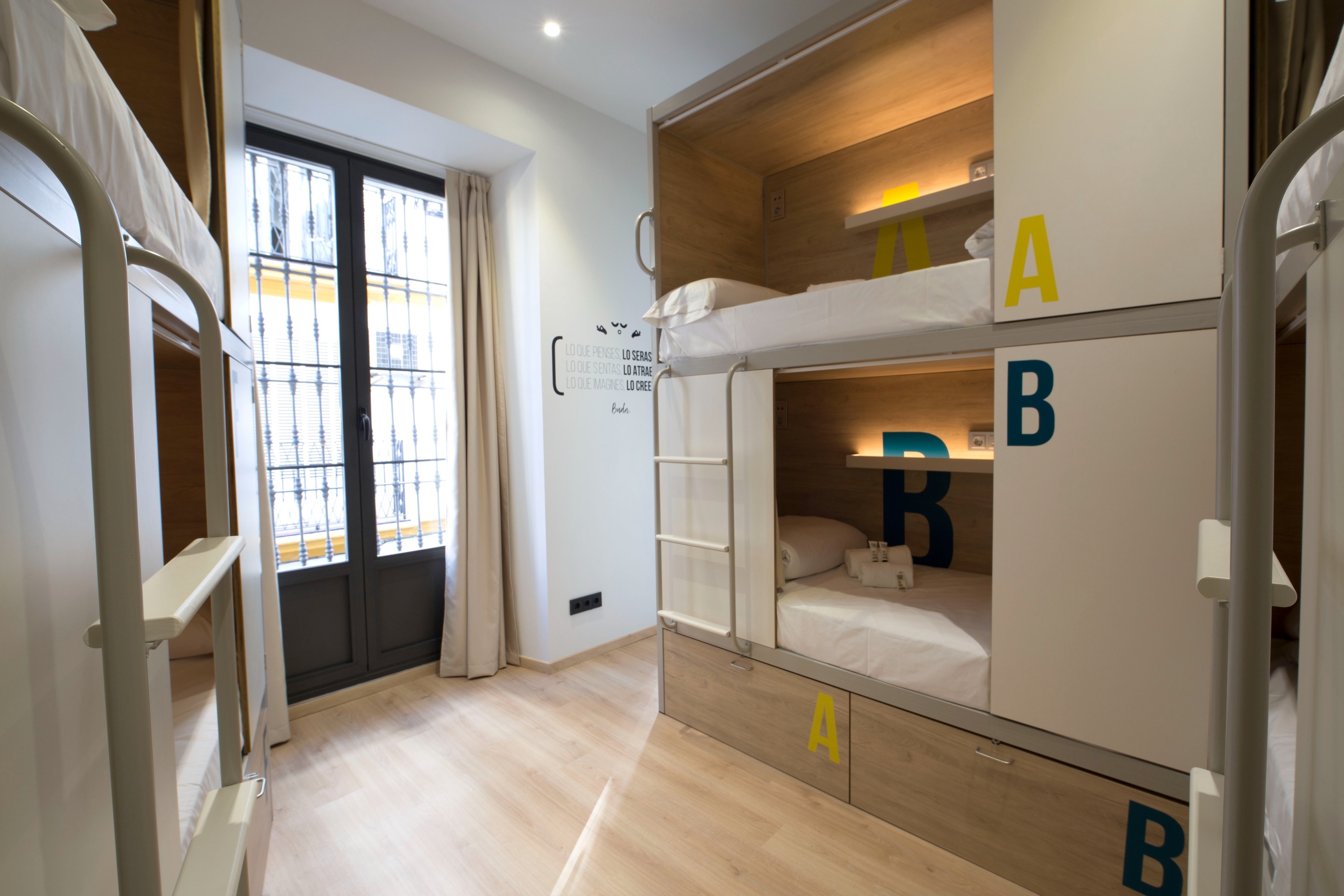 a bunk bed with the letters a and b on it