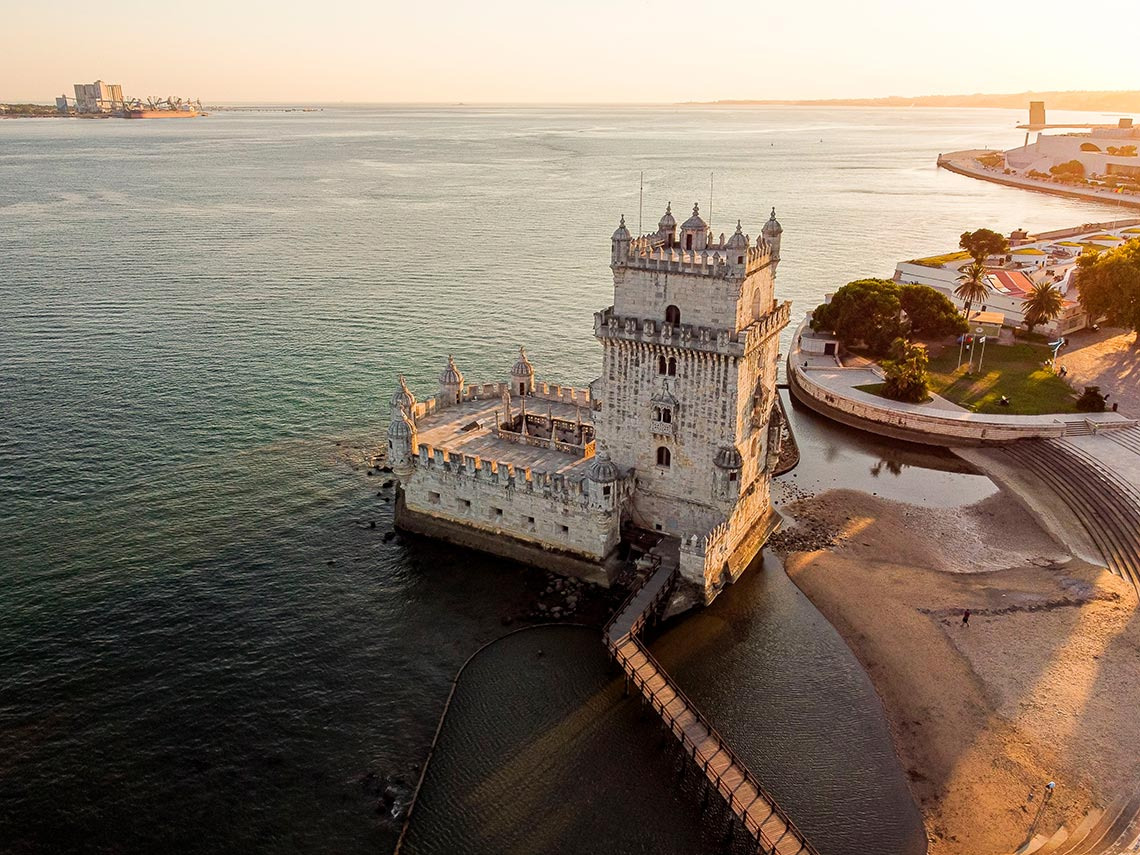 Belem Tower, a historic monument on the Tagus River, perfect forSintra, Cascais, Comporta: 3 romantic getaways near Lisbon stays.