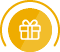 un icono de una caja de regalo en un círculo amarillo .