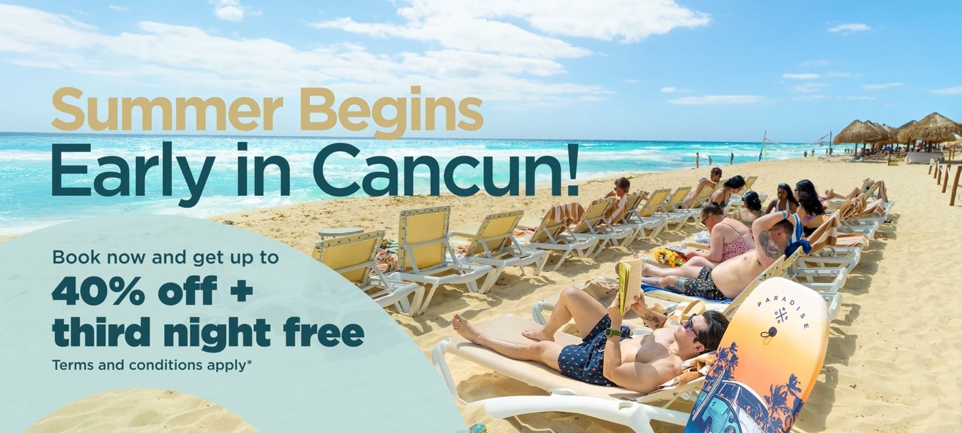 an advertisement for summer begins early in cancun