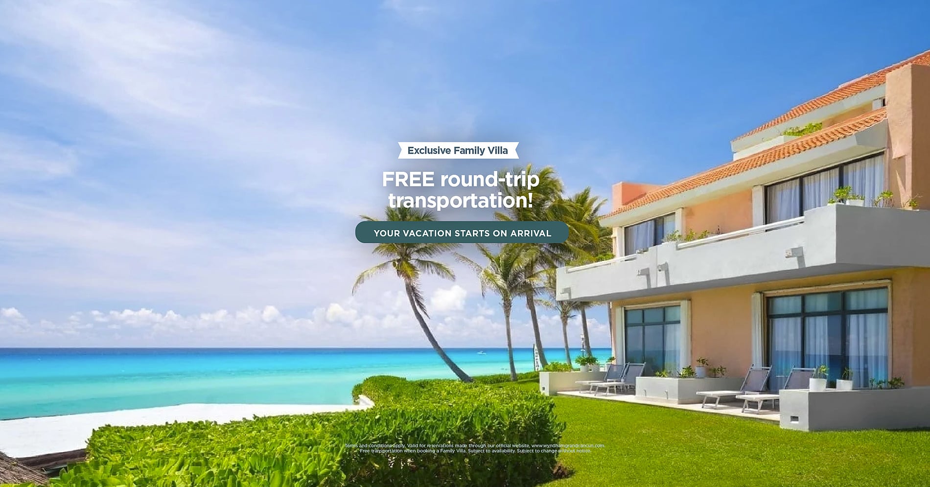 Villa familiar exclusiva con transporte gratuito. Grupo Cancun: Wyndham Grand Wyndham Grand Cancun.