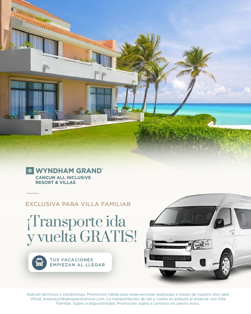 Transportación gratis a villas familiares en Wyndham Grand Cancún Resort & Villas