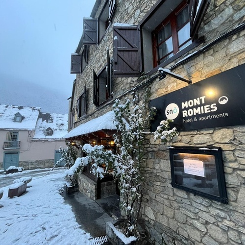 mont romies hotel y apartamentos está cubierto de nieve