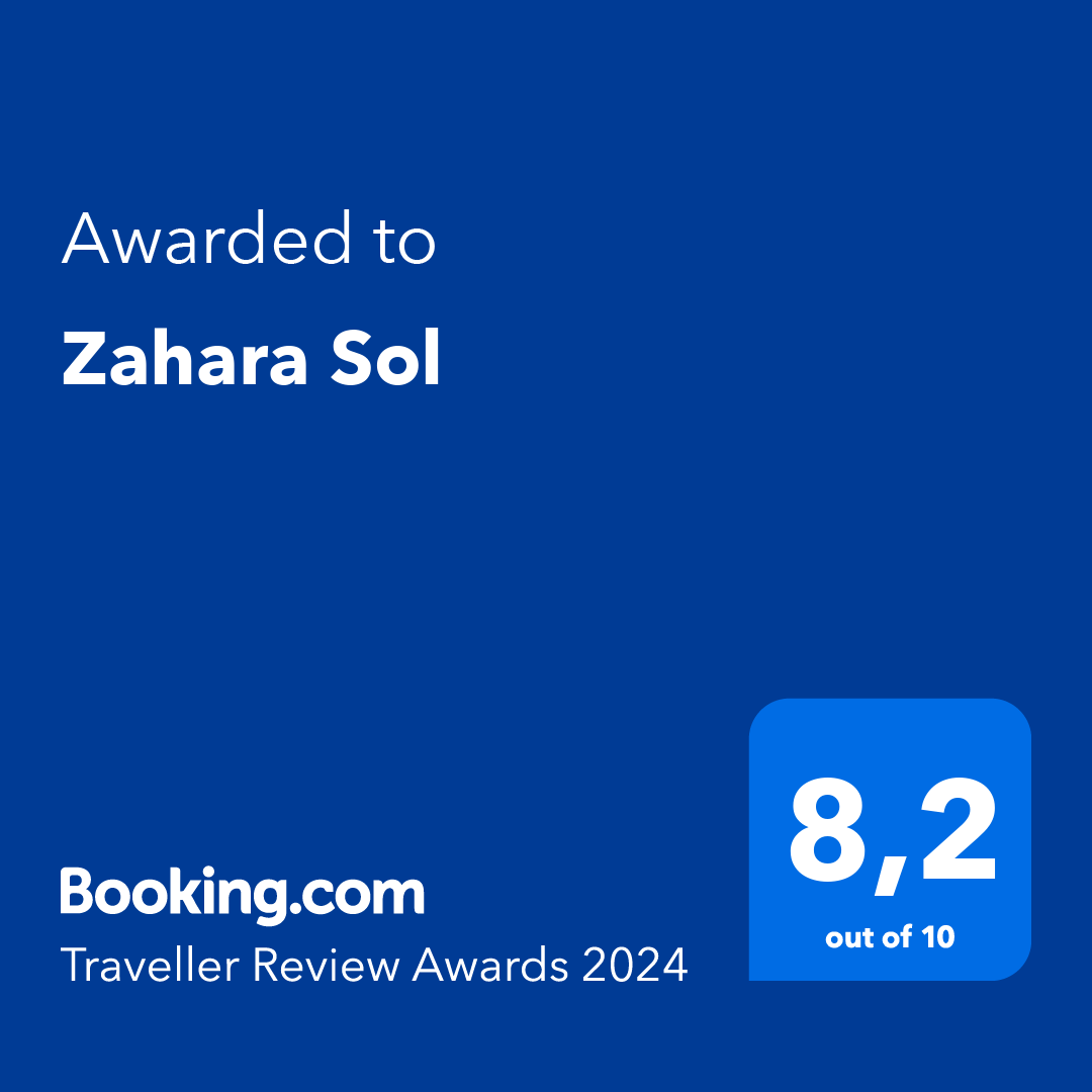 ein blauer Aufkleber mit der Aufschrift Hotel zahara beach & spa empfohlen